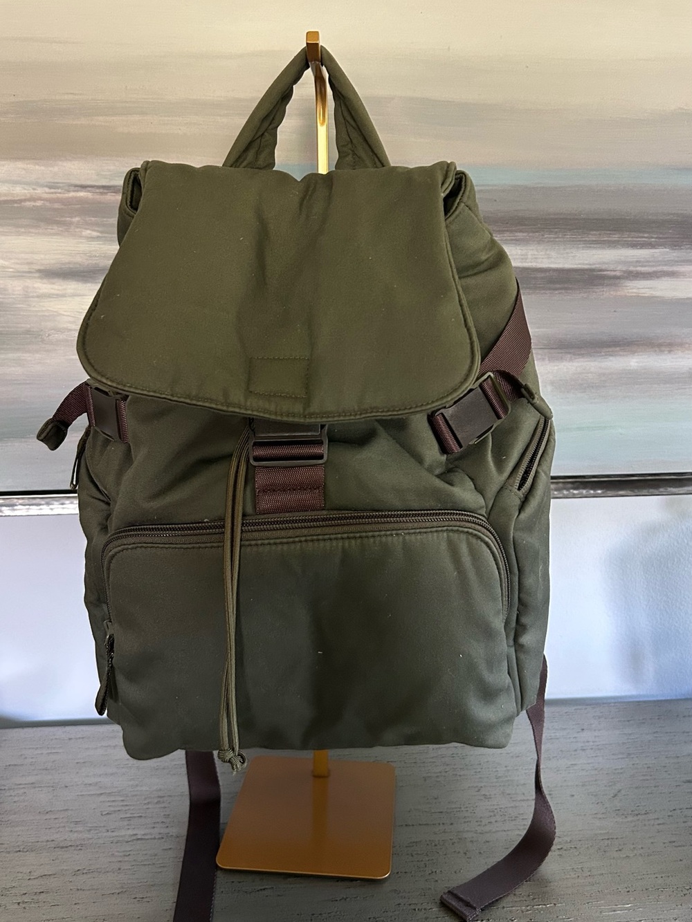Vera Bradley Recycled Cotton utility Climing IVY Green Backpack EXCELLENT COND